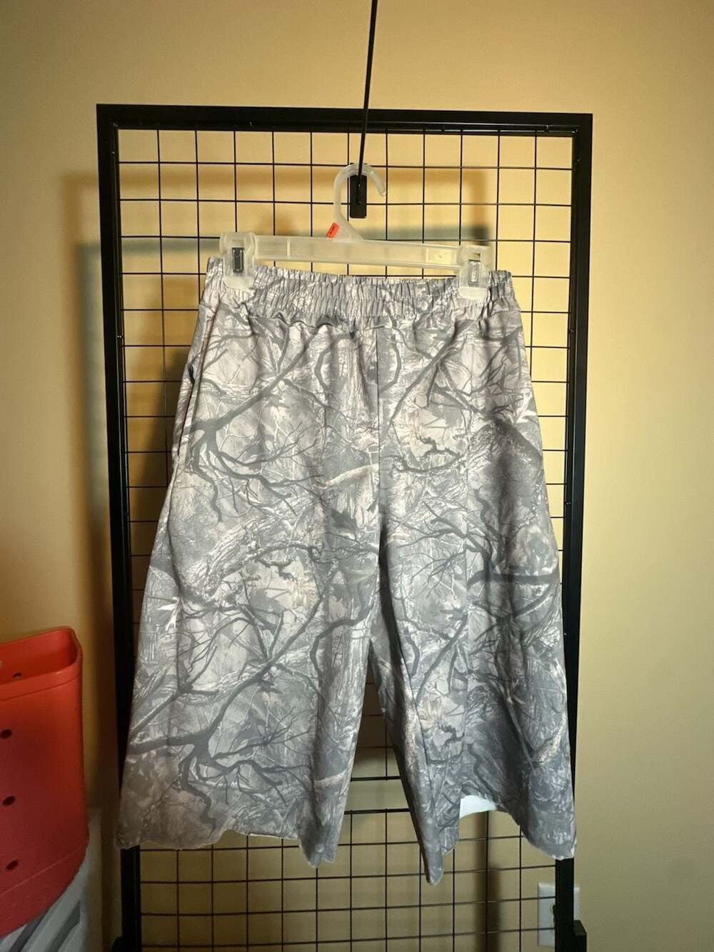 Unbranded Gray Tree Branch Camo Print Elastic Waist Bermuda Shorts